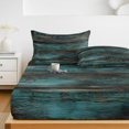 thumbnail image 6 of Twin Sze Fitted Sheet Set - Teal Brown Plank Prints 2 Piece Bedding Sets 16" Deep Pocket Fitted Sheet with 1 Pillowcase, Farmhouse Vintage Wooden Grain Brushed Microfiber Hotel Luxury Bed Sheets, 6 of 9
