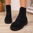 thumbnail image 3 of EKVAHL Orthopedic Combat Boots for Women, Lug Sole Booties Walking Shoes, Faux Suede Leopard Print Arch Support Lace Up Non Slip Outdoor Fall Winter Motorcycle Daily Boots Black, 3 of 5