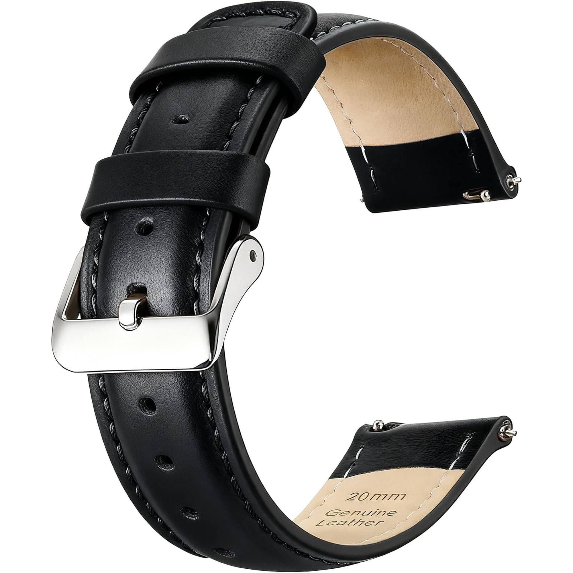 Leather Watch Strap - 18mm 20mm 22mm Genuine Watch Bands, Quick Release Watch Band Wristband for Men Women