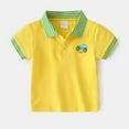 thumbnail image 2 of Shirts For Boys Short Sleeve Casual Striped Shirt Button Closure Soft Blouse Tops Clothes For Boy Yellow,18-24 Months, 2 of 3