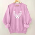 thumbnail image 2 of Womens Pink Sweatshirt Crewneck Breast Cancer Awareness Sweatshirts Long Sleeve Heart Ribbon Print Pullover Tops (XL, Pink 04), 2 of 4