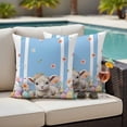thumbnail image 5 of Easter Sheep Pillow Covers 2 Pack Watercolor Sheep Flowers Colored Eggs Blue Stripes Pillowcase Waterproof Outdoor Throw Pillow Cover for Patio Garden Square Cushion 20”x20”, 5 of 9