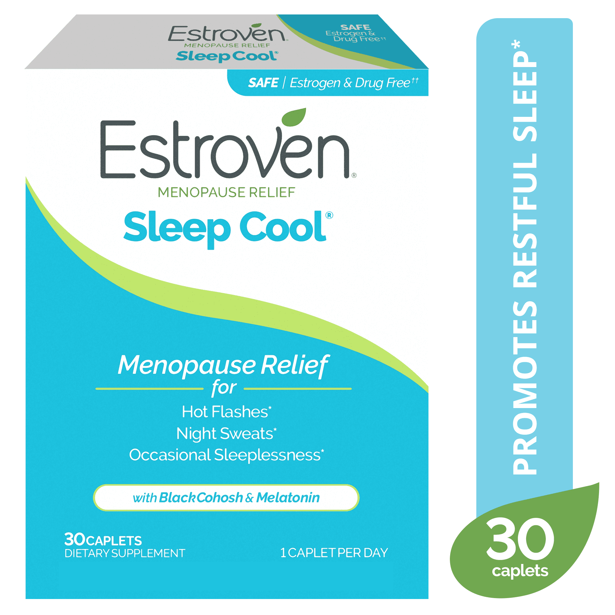 Estroven Menopause Relief Sleep Cool Daily Supplement, Support for Hot Flashes, Night Sweats, & Sleeplessness, 30 Count