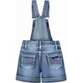thumbnail image 2 of Peacolate 3-11T Little Girls Jumpsuit Children Bib Overalls Denim Strap Skirt Shorts Jeans Pants Colorful Tie-dye Shortalls Suspender,Star,7-8Years, 2 of 6