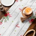 thumbnail image 3 of Red Gnomes Table Runner - 90 Inch Long Valentine Roses Love Leaves Wood Rustic Cotton and Linen Blended Dress Scarves Farmhouse Table Runner for Kitchen Dining, Coffee Table, 13" x 90", 3 of 8
