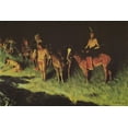 thumbnail image 2 of Remington, Frederic 18x13 Black Ornate Wood Framed with Double Matting Museum Art Print Titled - The Grass Fire, 2 of 4