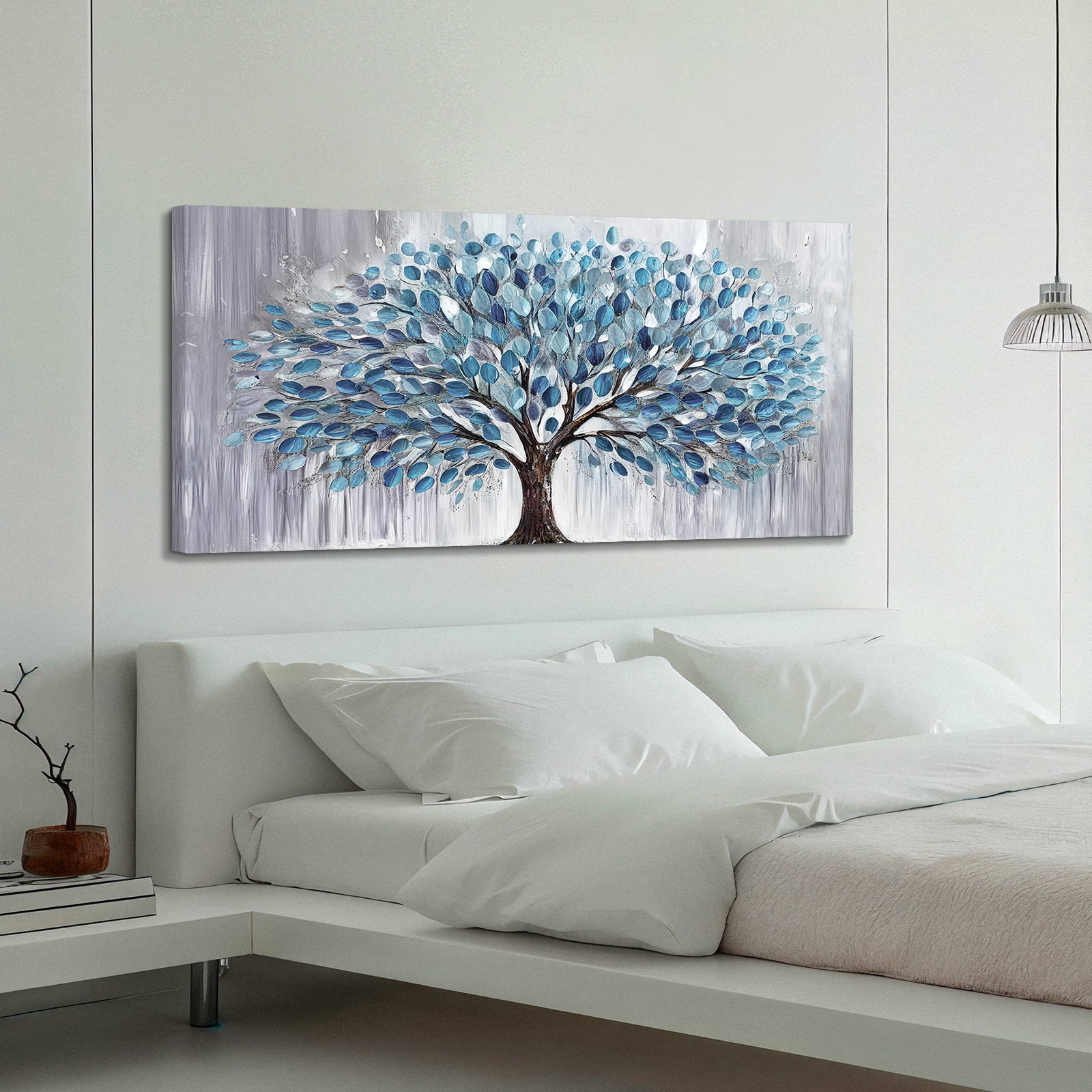 Oversized Tree and Life Paintings, Large Canvas Wall Art for Living Room Bedroom Decor, Abstract Landscape Artwork Nature Pictures Prints for Office Home 40x20"