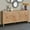 Natural Wood, variant on Vintage Design 63" Storage Cabinet, Accent Cabinets with Adjustable Shelves and Large Faceted Carved & Spliced Doors, Drawer Organizer for TV Stand Table, Sideboards and Accent Cabinets, Black+Natural
