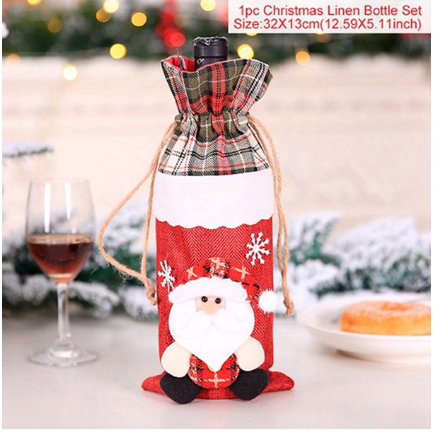 Christmas Wine Bottle Cover Merry Christmas Decorations For Home 2024 Christmas Ornament Xmas Navidad Natal Gifts New Year 2025