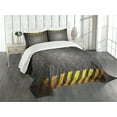 thumbnail image 3 of Ambesonne Construction Quilted Bedspread Set 3 Pcs, Caution Tape Frame, Queen Size, Dark Taupe Marigold, 3 of 5