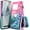 Pink/Aqua, variant on OnePlus 10 Pro 5G Phone Case with Tempered Glass Screen Protector (Full Coverage), Nagebee Sparkle Glitter Floating Liquid Bling [Ring Holder & Wrist Strap] Women Girls Cute Case (Pink/Aqua)