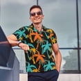 thumbnail image 3 of Kdxio Palm Trees Print Men's Short Sleeve Polo Shirt,Midweight Men's Shirt, 3 of 6