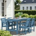thumbnail image 3 of SERWALL Outdoor Dining Table, 67" Rectangle HDPE Dining Table with Umbrella Hole, Navy Blue, 3 of 9