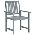 thumbnail image 3 of vidaXL Patio Chairs Outdoor Dining Chair with Cushions Gray Solid Wood Acacia, 3 of 12