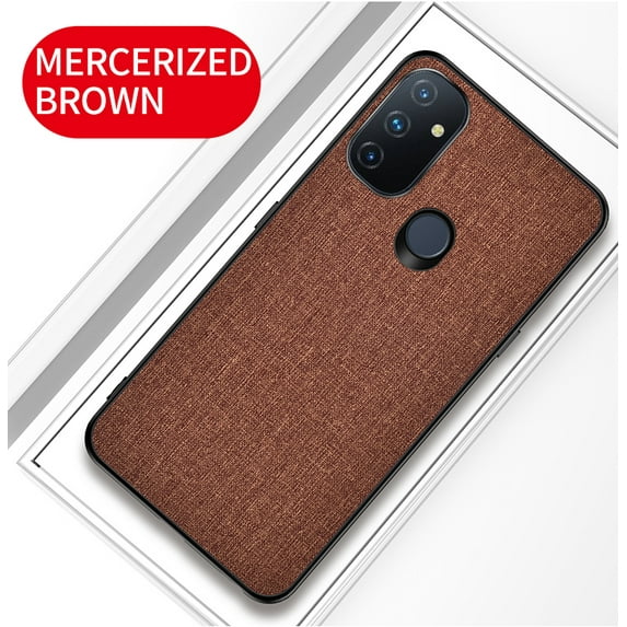 Ultra Thin Case for OnePlus Nord N200 5G Android Smartphone (6.49-Inch) - Plastic/Silicone/Fabric Composite Case, Slim Fit Lightweight Scratch Resistant Cell Phone Cover Sleeve (Brown)