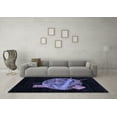 thumbnail image 3 of Ahgly Company Indoor Round Oriental Blue Modern Area Rugs, 6' Round, 3 of 4