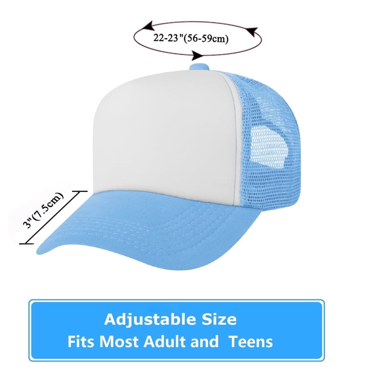 TOPTIE Blank 5 Panel Trucker Hat Foam Front Mesh Back 2 Tone