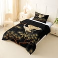 thumbnail image 2 of Homewish Red Crowned Cranes Twin Comforter Sets,Oriental Ink Painting Bedding Set,Black Gold,Black Reversible,2pcs,1 Comforter and 1 Pillowcase, 2 of 7