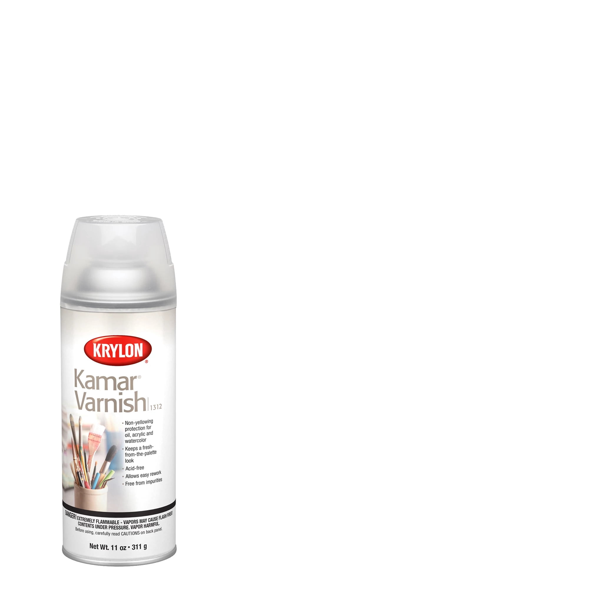 (2 pack) Krylon Kamar Varnish, Satin Finish, Clear, 11 oz, Multi-Surface Spray Paint