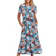 thumbnail image 1 of Fankiway Femmes Col Rond Manches Courtes Mi-Veau Double Poche Imprimé Floral Robe à Manches Courtes Robe à Col Rond Plus des Robes de Taille pour les Femmes Courbes Robes de Printemps pour les Femmes, 1 of 5