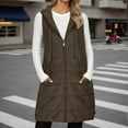 thumbnail image 5 of Long Puffer Vest Women Sleeveless Quilted Hooded Fall Winter Button Down Zip Up Puffer Vests Jacket Outwear, 5 of 7