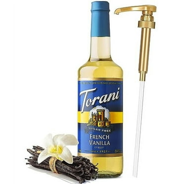Torani Sugar Free French Vanilla Syrup with Little Squirt Syrup Pump, 750ml 25.4 Ounces