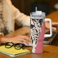 thumbnail image 6 of Daiia Pink Cheetah Art Printed 40 oz Tumbler with Handle,Ice Bully Insulated Tumbler 2 in 1 Lid Insulated Water Bottle Stainless Steel Travel Coffee Mug, 6 of 8