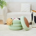 thumbnail image 2 of MIDODO Modern Round Storage Ottoman, Sherpa Footstool, Multifunctional  Teddy Vanity Stool with Flip-Top Tray, Makeup Chair, 2 of 9