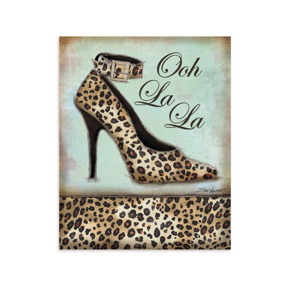 Modern Green and Brown Leopard Print Fashion High-Heel Adult/Teen Decor; 1- 11" x 14" Unframed Print
