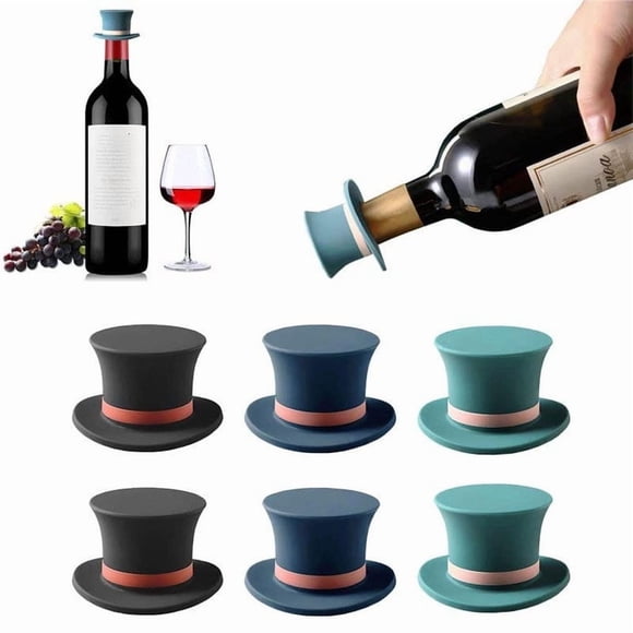 Kugachren 3Pcs Assorted Colors Silicone Wine Bottle Stoppers, Reusable Leak-Proof Decorative Hat Caps for Wine Champagne Beer Bottles