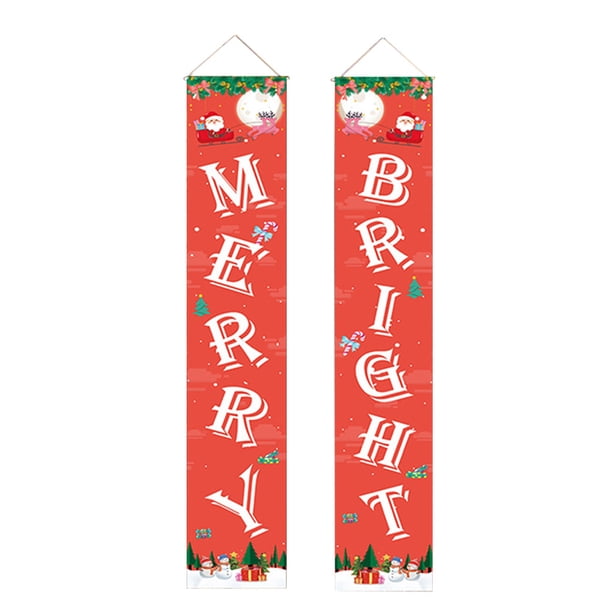 Bearachild 1 par de carteles navideños, letrero de porche de Navidad, cartel de puerta de Navidad de tela Oxford, decoración de fiesta para colgar en la Kits de decoración para fiestas L Bearachild HA000240-09B