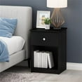 thumbnail image 2 of Pemberly Row Engineered Wood Nightstand with One Drawer in Black Oak (Set of 2), 2 of 6