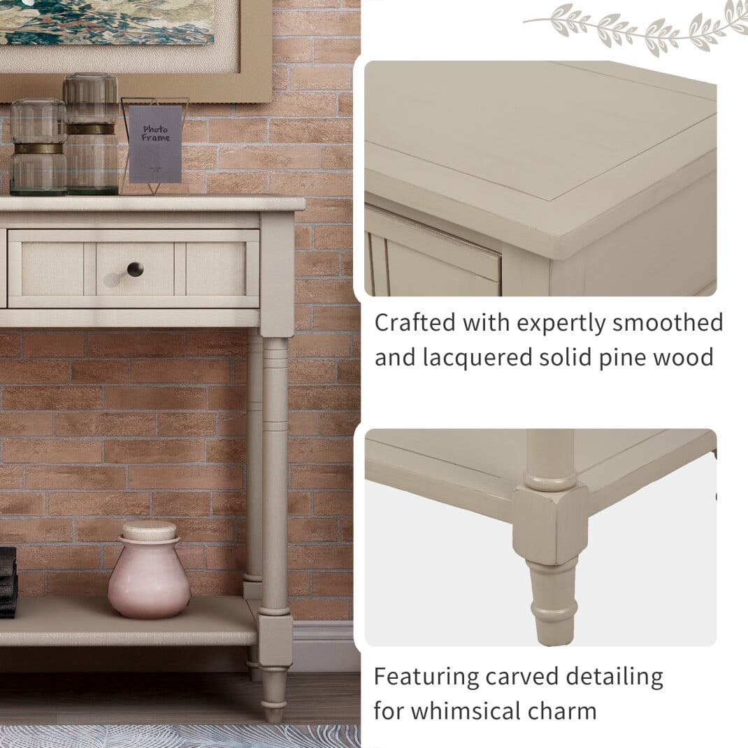 Console Table, Console Tables for Entryway, 35" Console Sofa Table Foyer Table with 2 Drawers & Open Shelves, Console Table with Storage, Narrow Entryway Table for Living Room, Hallway, Entrance, Grey