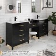 thumbnail image 2 of Eclife 84-Inch Black Double Sink Bathroom Vanity with Makeup Countertop, 2 of 7