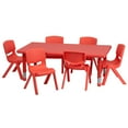 thumbnail image 3 of Flash Furniture Emmy Adjustable Kids Classroom Activity Table with 6 Chairs, 24" W x 48" L, Red, 3 of 10
