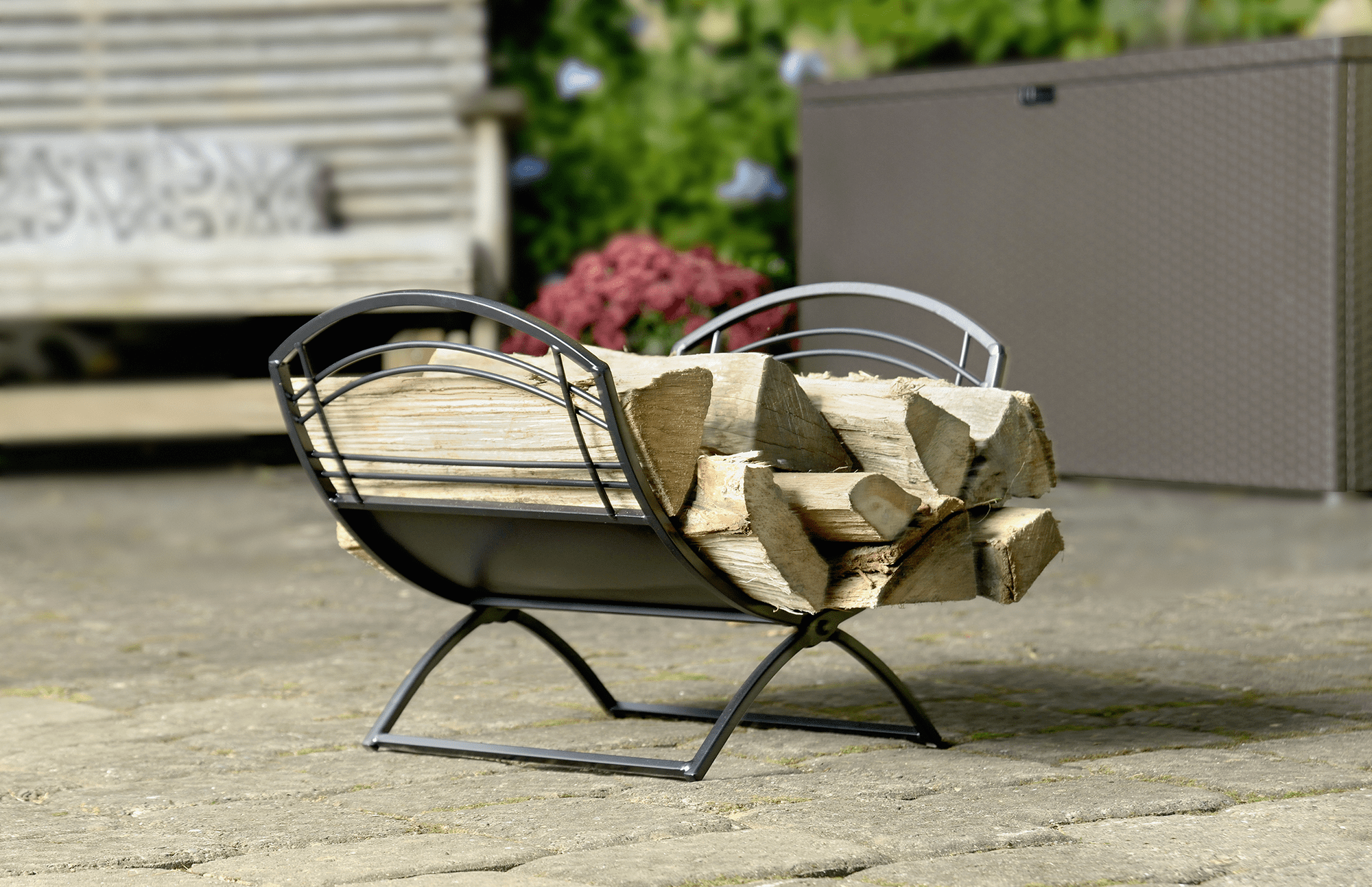 Black Classic Indoor Home Fireplace Log Wood Firewood Storage Holder