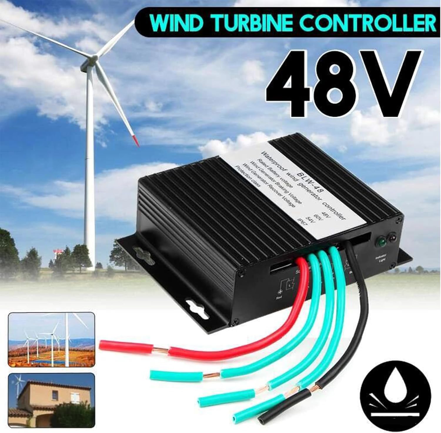 1200W-3000W Wind Solar Hybrid Controller, Wind Turbine Generator Controller Battery Charge Regulator,12V 24V 48V,24v