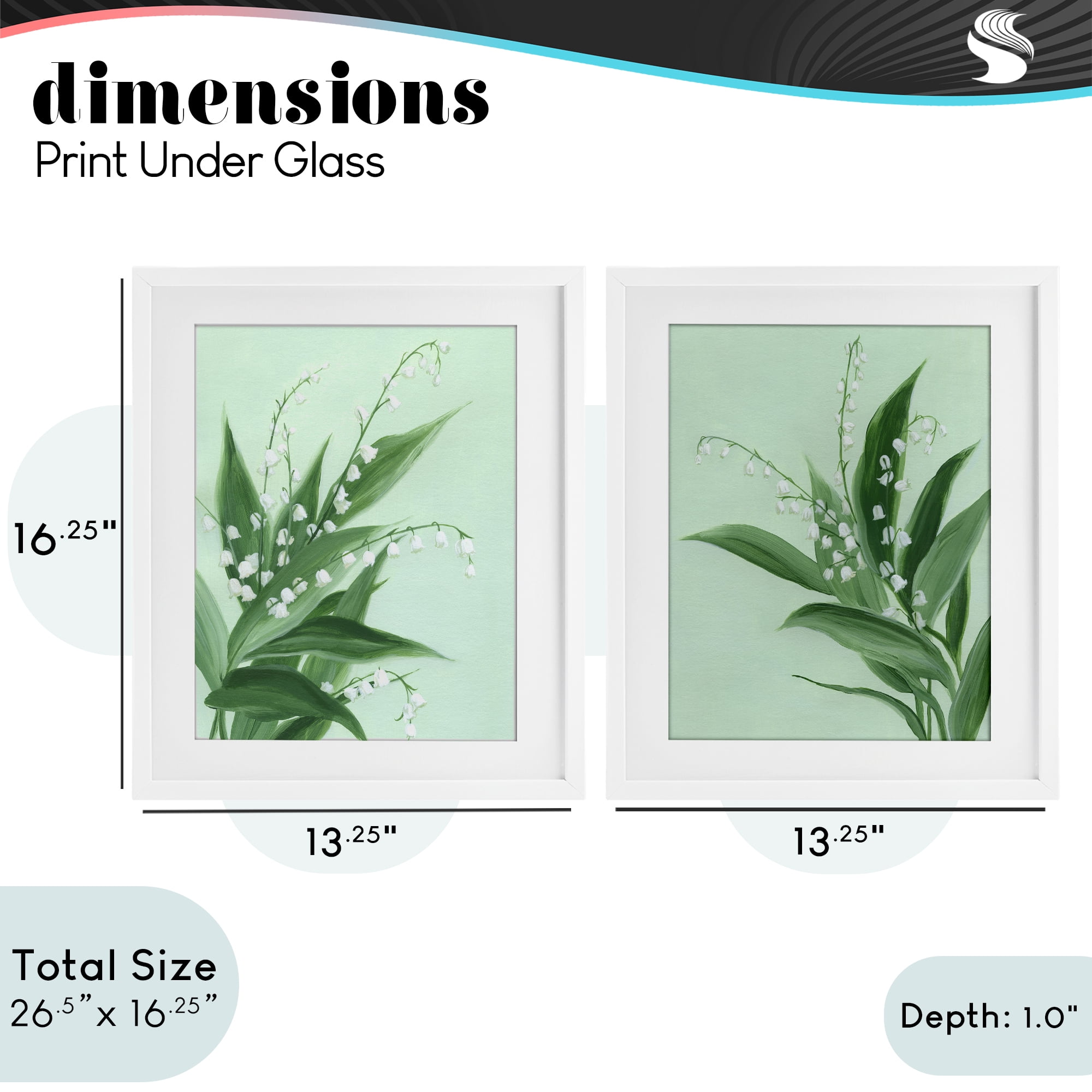 Stupell Industries Blooming Lily of Valley 2 Piece White Framed Print Under Glass Set, design by Grace Popp