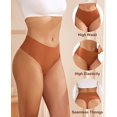thumbnail image 3 of Tangas Oshkang, ropa interior sin costuras de cintura alta para mujer, paquete de 6, 3 of 6