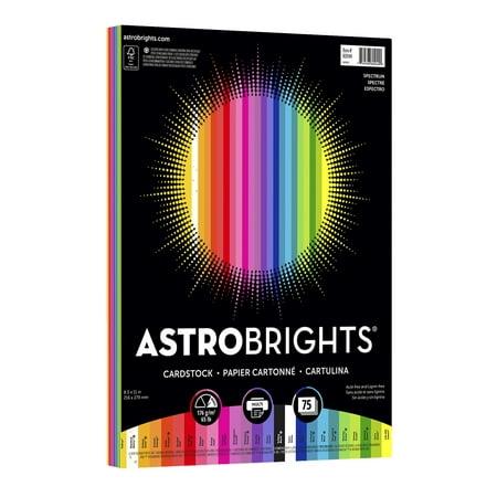 Astrobrights Colored Cardstock, 8.5 x 11, 65 lb., Spectrum Assort., 75 (Best Printer For Cardstock Paper)