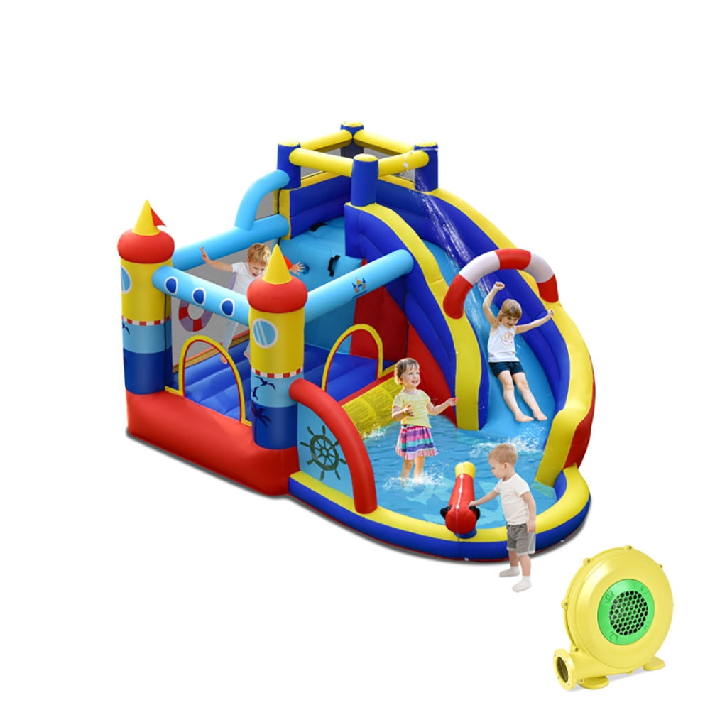 Aimee Lii Inflatable Bounce Castle with Slide Climbing Wall and 450W Blower, Bounce House for Kids 3-12