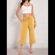 thumbnail image 4 of Pantalones de Cintura Alta para Mujer, Cómodos, Informales, Holgados, con Cordón, Botones y Bolsillos. Amarillo M, 4 of 10