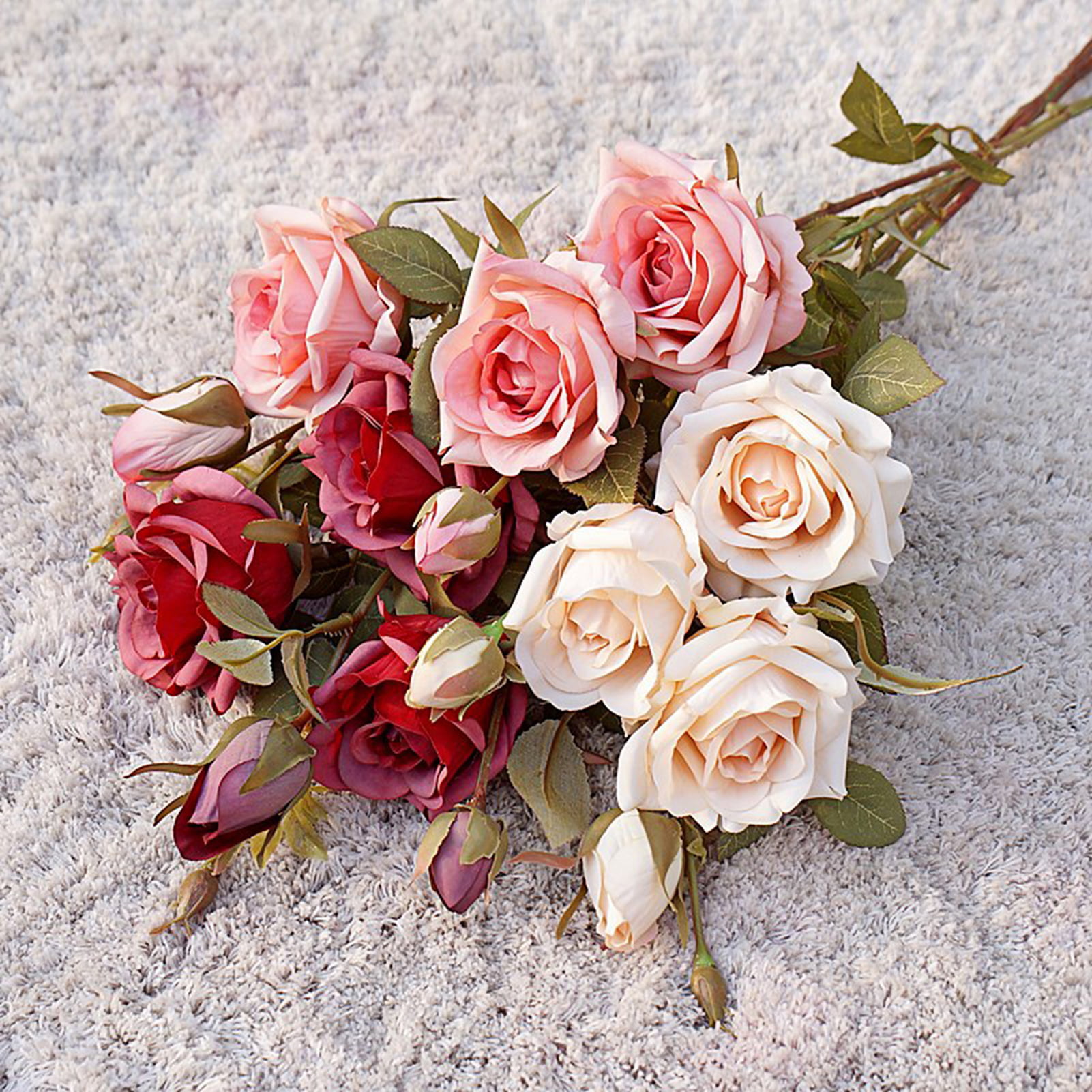 Details about   21HEADS ARTIFICIAL ROSE SMALL SILK FLOWERS BUNCH Wedding Home Outdoor Decor UK 