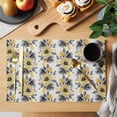 thumbnail image 2 of Yellow Floral Placemats Set of 6, Abstract Watercolor Flower Leaf Plant Placemats for Dining Table, Place Mats for Kitchen Tabletop, Waterproof Wipeable Dining Table Mats Set, 2 of 9