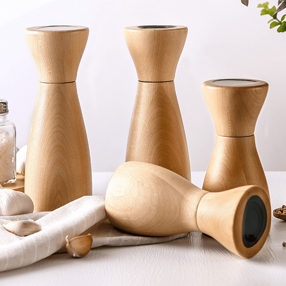 Wooden Manual Spice Mill for Freshly Ground Peppercorns Ceramic Core Kitchen Pepper Grinder