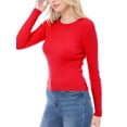 thumbnail image 6 of Made by Olivia Women's Solid Long Sleeve Crew Neck Fitted Ribbed Sweater Top, 6 of 7