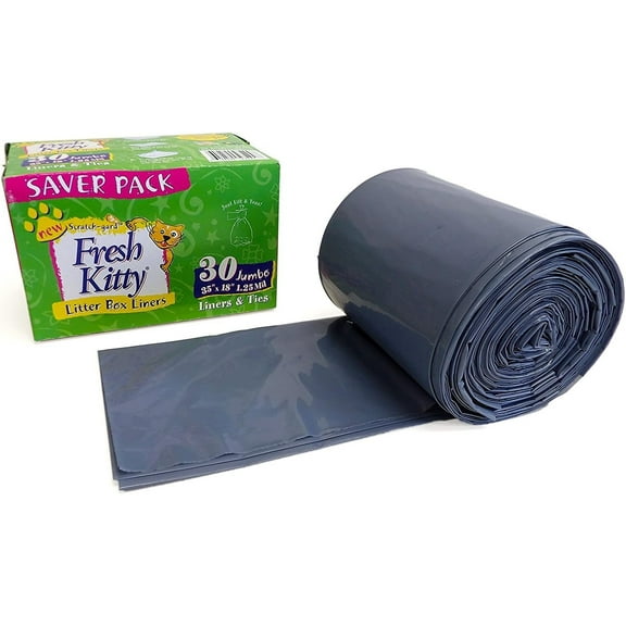 30 Count Litter Box Liners Super Thick, Durable, Easy Clean Up Jumbo Scented, Bags with Ties for Pet Cats