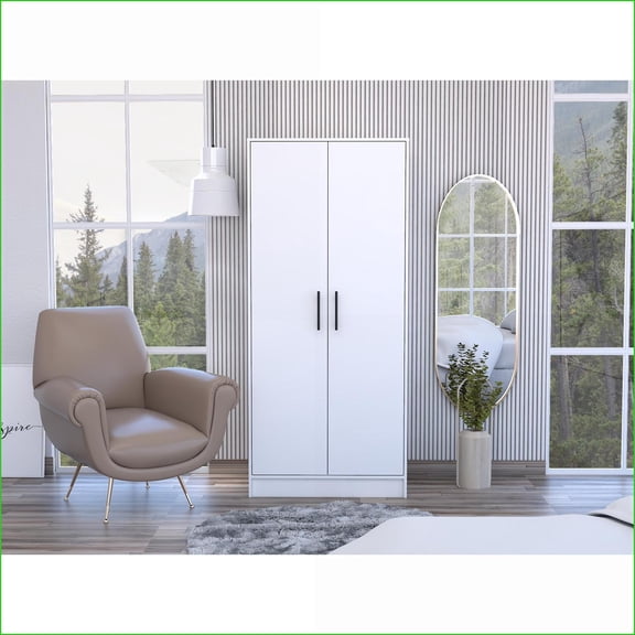 Armoires | Conway White Manufactured Wood Armoire | White | Particle Board