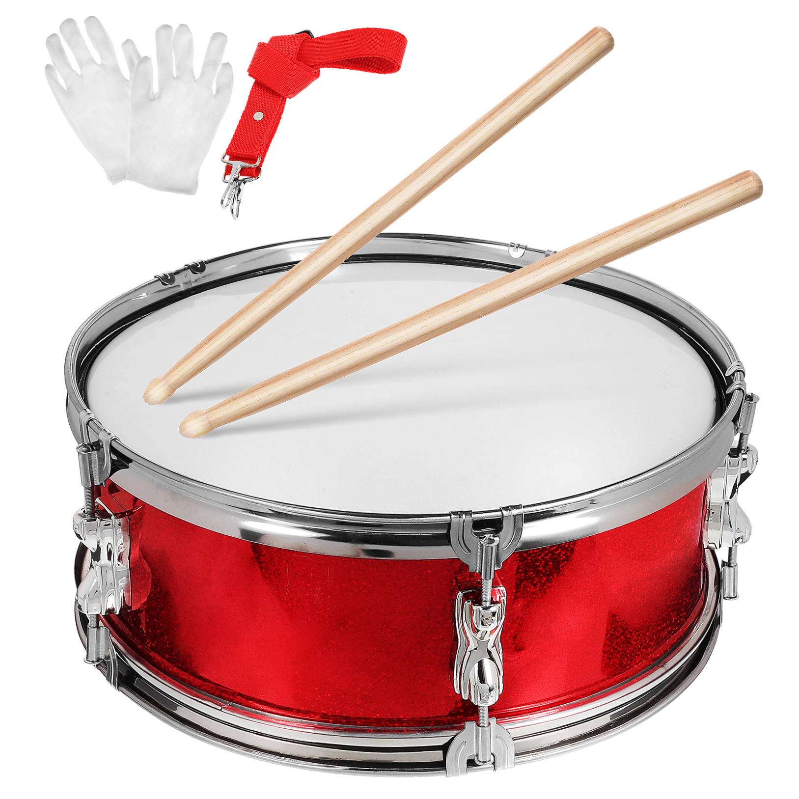 Raindrops Red Snare Drum for Kids - 1 Set Musical Instrument Perfect for Marching Band Practice and