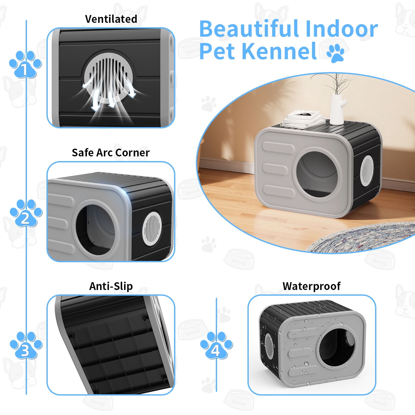MAYEERTY Compact Cat House, Shatter-Resistant Cat Bed with Spacious Interior, No Tools Assembly